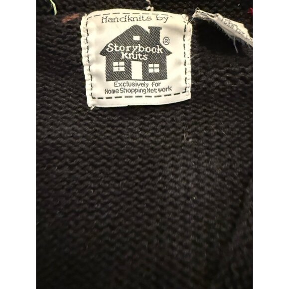 VTG Novelty Storybook Knits chunky Hand-knit puppy dog Sweater Cardigan M Read - Picture 2 of 12